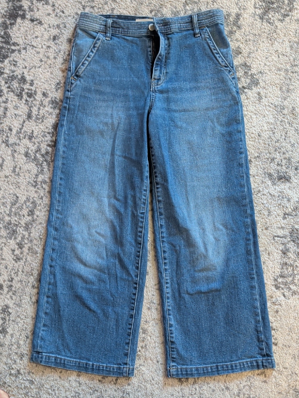 GAP Women's Blue Ankle Crop Wide-Leg Jeans